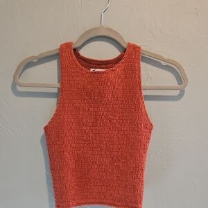 Hollister Women's Textured Orange Tank Top